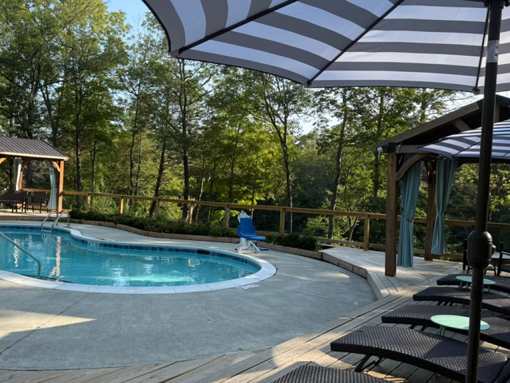 Pool and cabana at A Tiny House Resort