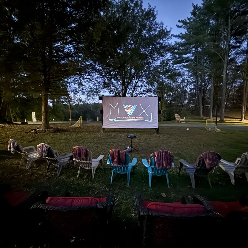 Outdoor Movie at A Tiny House Resort