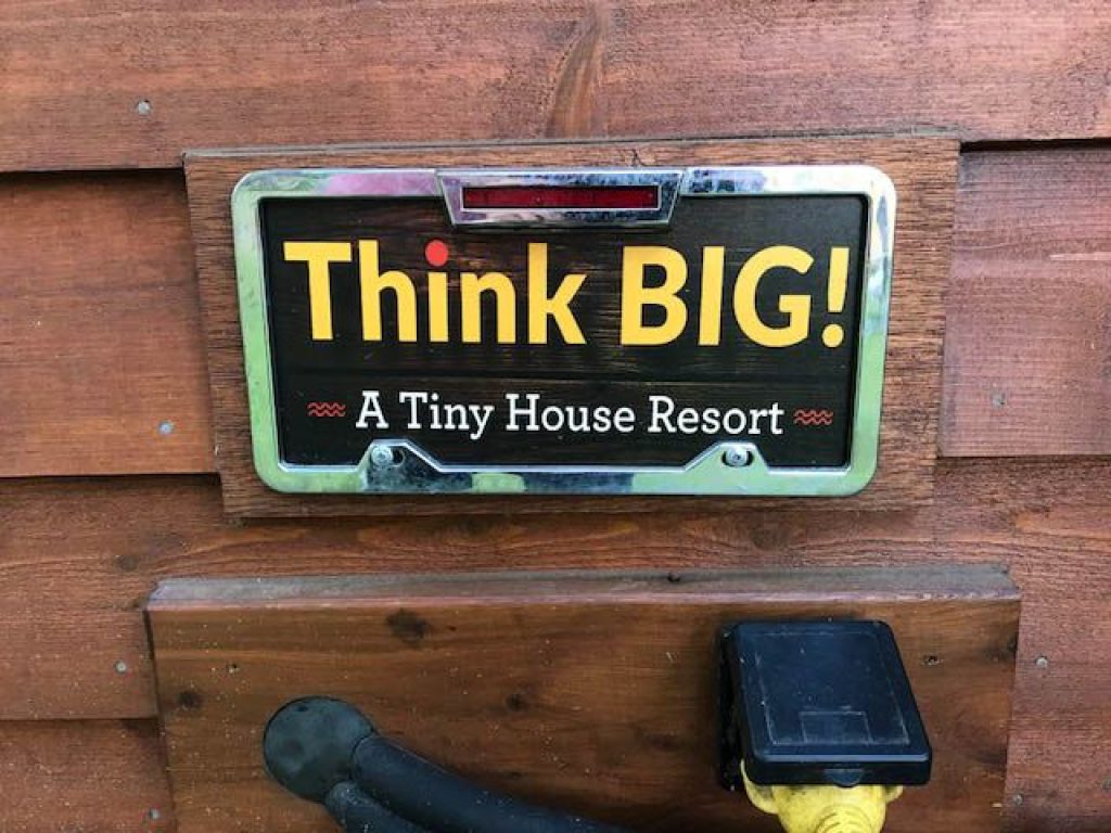 Tiny House License Plate on The Lodge a Tiny House at A Tiny House Resort