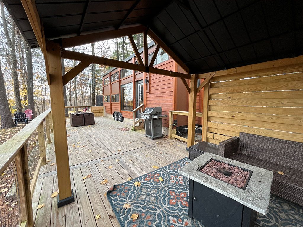 Gas Fire Table with a covered gazebo