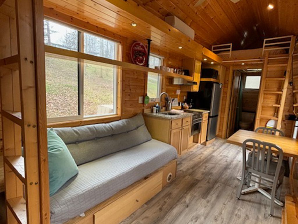Couch/daybed in the living room of the lodge